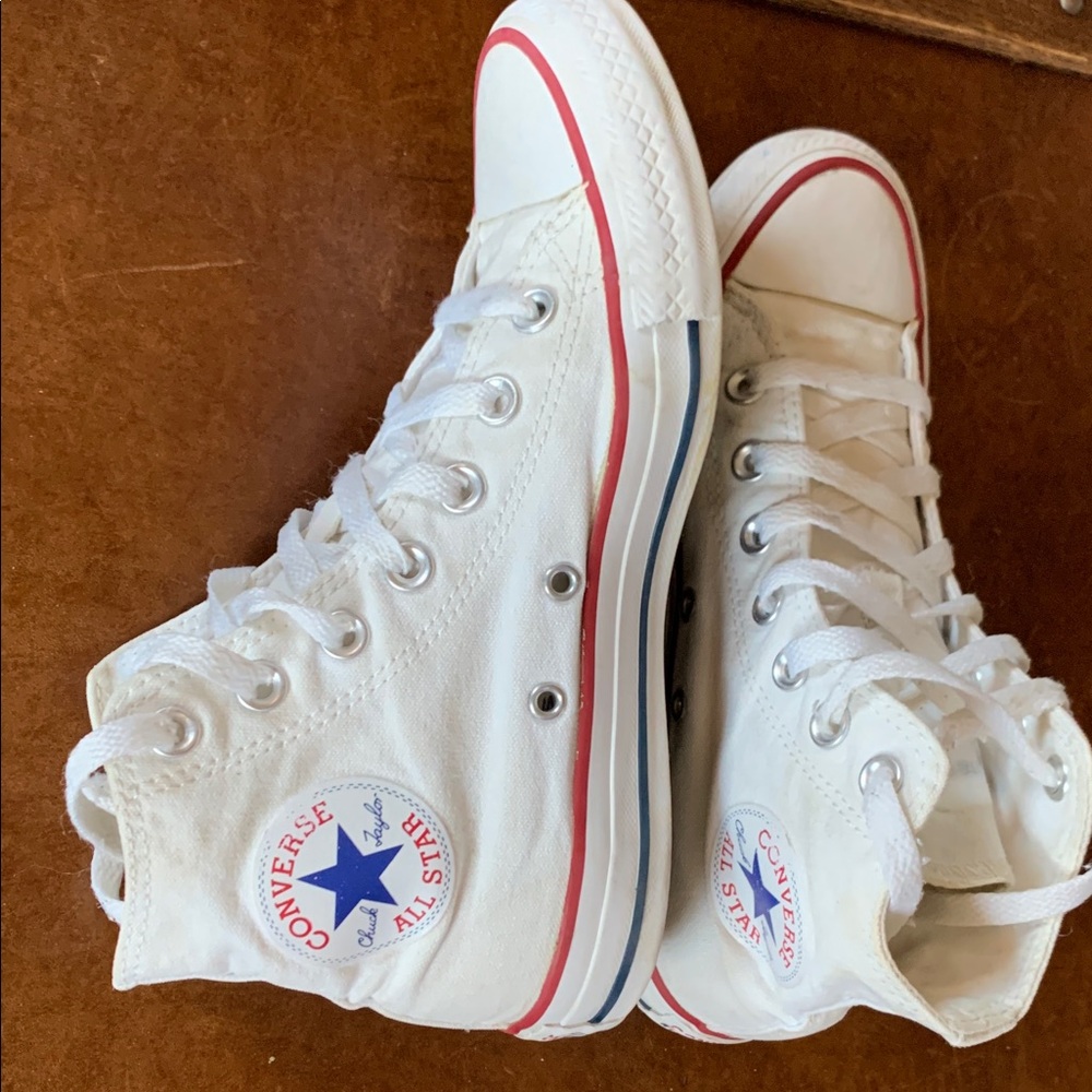 Converse White and Red High-Top Sneakers - Picture 3 of 3